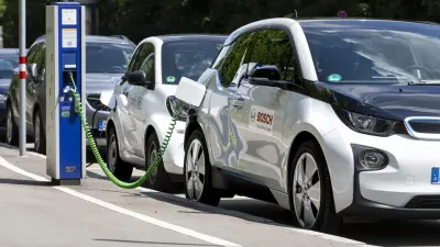 electric vehicles at charging point