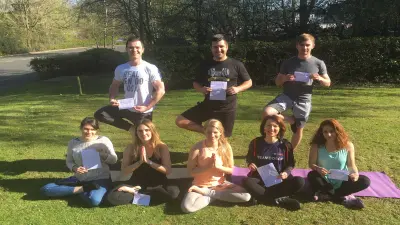 Bosch colleagues receive 'thank you' notes from students for donation to school in Nepal; money raised with Yoga classes offered by Maike 
